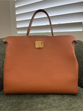 Pierotucci Leather Top-Handle Tote Bag in Cognac